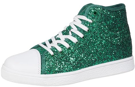 Pailletten Schuhe Damen Glitzer Sneaker auch als Wendepailletten wählbar Halbhoch Damenschnürer Disco Glitzer Schuhe Damen Plateau Schuhe Damen