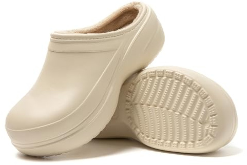 JOMIX Sabot Fourrure Femme Sabots Medical Femme Sabot Orthopédique Pantoufles Anatomiques Caoutchouc Travail Sanitaire Hôpital Cuisine (Beige, 38_39)