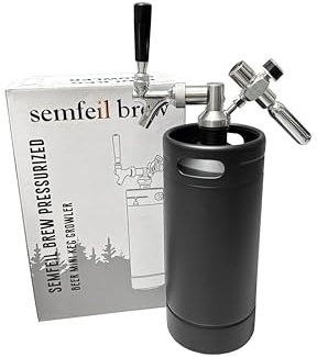 Semfeil Brew 304 Stainless Steel 128oz Growler Tap System Pressurized Beer Keg Growler, Homebrew Mini Keg Growler Carbonation for Craft Beer With CO2 Regulator Faucet, Leak-Proof Ring For Draft