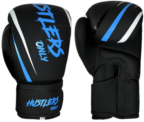 Hustlers Only Pro Vegan Leather Boxing Gloves For Muay Thai MMA Kickboxing, Boxing Bag Workout & Sparring Fighting Gloves for Mitts Focus Pads Workout Ideal for Men & Women (12oz.)