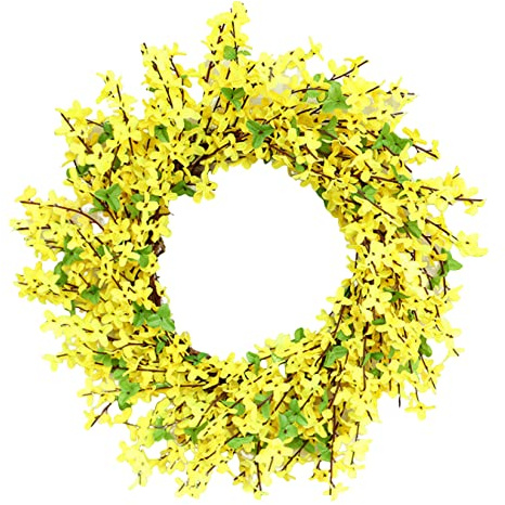Sommarkransar för ytterdörr gul Forsythia krans konstgjord Forsythia dörrkrans hängande vår sommarkrans för ytterdörr veranda dekor 50 cm
