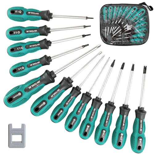 12 Pièces Set Tournevis, Embouts Magnétiques, Design Ergonomique, Lot Tournevis, Large Gamme D'applications, Jeu de Tournevis, pour Fixer et Desserrer (Vert)