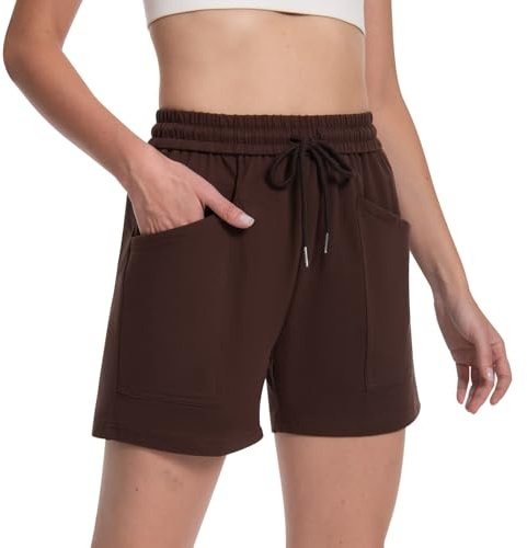 Rolcoassuns Short Sport Femme en Coton Sport Été Short Jogging Casual Taille avec Poches pour Yoga Course à Pied Fitness Vélo