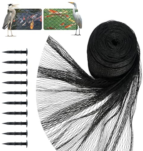 Pond Netting Heavy Duty Koi pond net,to Heron deterrent for ponds, fine mesh cover for ponds to prevent leaves,Bird netting Protect Koi Fish pond & garden from Heron Birds Predators Cats (6 m x 6 m)