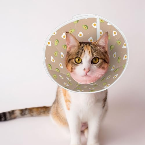 Mosytuky Pet Recovery Collars & Cones for Dogs and Cats After Surgery Adjustable Dog Neck Cone Surgical Elizabeth E-Collar Prevent Biting and Stop Licking Wound (Egg and Avocado,Small)