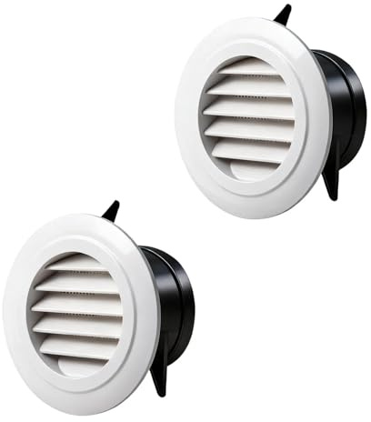 txuzong 2 Piezas Rejilla de Ventilación Ajustable Ø95mm - Rejilla de Escape ABS con Malla Antinsectos - Para Sistemas de Ventilación Ø100mm - Instalación Empotrable Interior/Exterior
