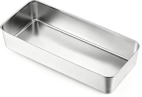 Meenewching Brödform av rostfritt stål 33 x 15 x 6 cm, rektangulär bakform, för flygande bröd och saftiga kakor, stor kakform fyrkantig för familjer, diskmaskinssäker, hälsosam och giftfri