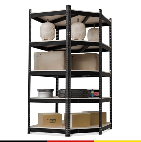 2mGoods Schwerlastregal 180 x 70 x 40-70 cm 1000KG Lagerregal erhöhte Stahlstärke Metallregal, Schimmelresistent Kellerregal Steckregal Werkstattregal (180x70x40-70 (1 Pack))