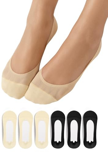Harlamvar Women 6 Pairs No Show Socks Thin Invisible Loafer Boat Shoe Sock | Non Slip Silicone, Breathable, Cotton, Invisible, No Show Liner Socks for Pumps, Boat Shoes, Flats, Trainers for Daily Wear