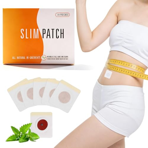 30 Parches Adelgazantes Naturales para Ombligo – Parche Abdominal Quema Grasa y Reduce Cintura, Tratamiento de Fácil Aplicación para Moldear Abdomen y Vientre,white