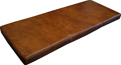Quattro Meble Braun Echtleder Bankauflage Sitzkissen Lederkissen Sitzpolster Bank Auflage doppelt genähtes Echt Leder Kissen Sitzauflage (40 x 110 cm)