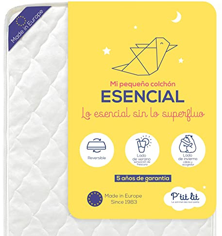 P'TIT LIT - Matelas Bébé/Enfant 70x140 cm - Réversible : Face Été/Face Hiver - sans Traitement Chimique - Certifié Oeko-Tex - Epaisseur 10 cm - Doux et Confortable