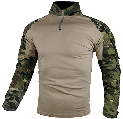 zuoxiangru Tactical Combat T-shirt för män, Ripstop andningsbar tröja för jakt Military Airsoft (Cp, EU M=Tag XL)