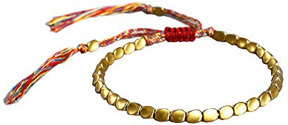 EXINOX Bracciale Tibetano Lucky Bracciale Rame e Perline di Cotone | Fatto a Mano | Regolabile | Uomo Donna | Uomo Donna |