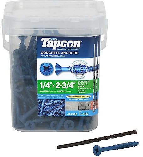 Tapcon 28585 1/4x2-3/4 Blue Star Drive Bugle Head Concrete Anchors 150/Box