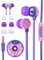 OHEDMEH Wired Earbuds for Kids in-Ear Headphones, Cute Donut Kids Earphones for School, Flat Cable Cute Earbud with Microphone and Lovely Kids Ear Buds Storage Case for Girls Boys and Adults (Purple)