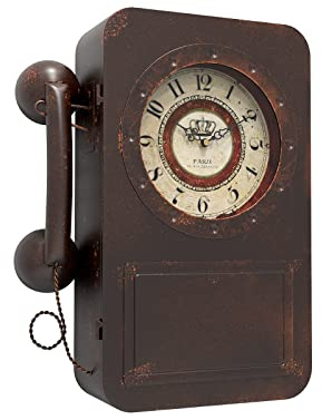 Abdurey Retro Old Telephone Wall Clock with Hidden Safe