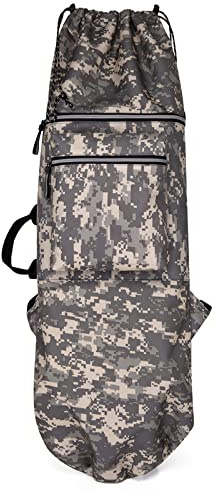Guest Ruyunlai Borsa per skateboard, zaino impermeabile per skateboard con spallacci regolabili, borsa per skateboard elettrico, borse da trasporto per skateboard da viaggio, grigio mimetico piccolo