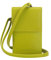 Josephine Osthoff Handy Umhängetasche mit Karten- und Sichtfach, handgemacht aus 100% Echtleder, Crossbody Schultergurt, stabile Magnetknöpfe, Farbe:limone