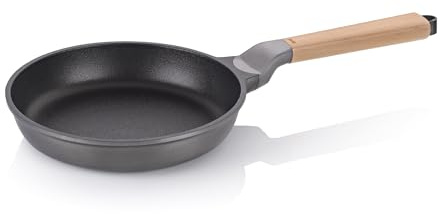 kela Poêle à frire 24cm VITANA, petite poêle à frire à induction, recyclable, poêle avec Oil Control System, fonte d'aluminium revêtue, poignée en bois de hêtre