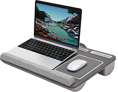 Desire2 Holz Laptoptisch mit Kissen Ergonomischer für das Homeoffice Tragbarer