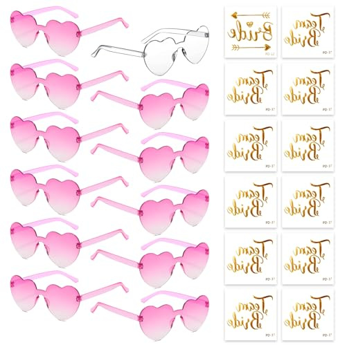 HIQE-FL 12PCS Lunettes Coeur Hippie,Lunettes de Fête,Lunettes de Soleil Coeur Sans Monture,Lunettes de Soleil Rétro,Lunettes Coeur,pour Party Annivesaire Noël Carnaval Cosplay
