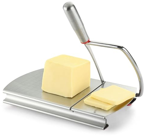 DGLOZE Cheese Slicer Cutter, Stainless Steel Cheese Cutter Board with Blade for Block Cheese, Vegetables, Butter, Sausages, Bread