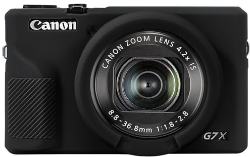 Elonbo Camera Case for Canon G7 X Mark III, Soft Silicone Protective Case for Canon PowerShot G7X Mark III Digital Camera, Removable Lens Cover, Black