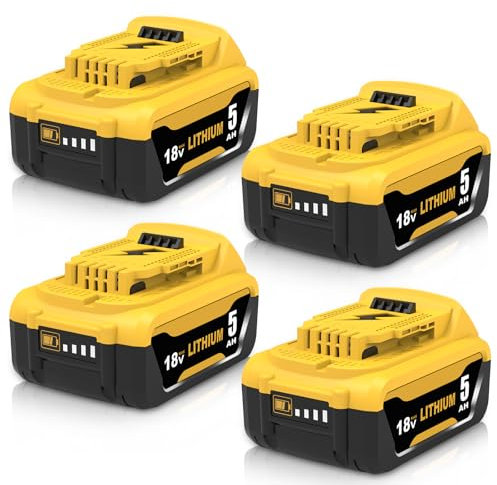 4Stück 5000mAh Ersatz für Dewalt Akku 18V DCB180 DCB181 DCB182 DCB184 DCB200 DCB201 DCB204 mit LED-Anzeige