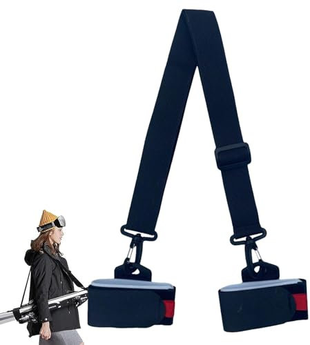Skimate Ski Strap, Verstellbarer Skimate Ski Carrier Strap, Winter Snowboard Wraps Krawatten, Tragbare Wintersportausrüstung zum Tragen von Skiern, Schuhen, Zubehör(schwarz)