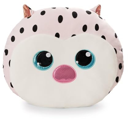 NICI Cojín GLUBSCHIS Búho Lowidou de 35 x 30 cm, Rosa, Suave, con diseño de Animal de Peluche, para niños, niñas, bebés y Amantes de los Peluches, Ideal para casa, guardería o Viajes, 62207