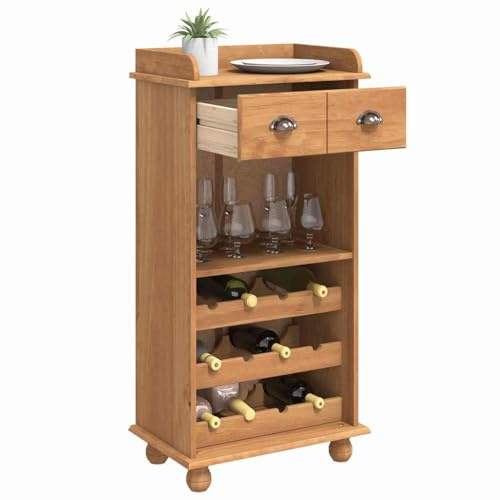 vidaXL Armario para Vinos ASKIM Cera de Miel 57 x 37 x 114 cm, Armario de Cocina clásico, Estante de Vino de Madera, exhibición para el hogar, Bar y Soporte de Bebidas