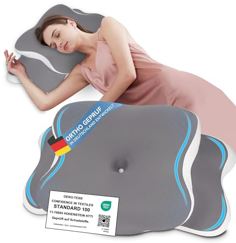 Silencomfort Memory Foam Kissen, Ergonomisches Kopfkissen Automatischer Rückfederung, Kopfkissen Nackenschmerzen Orthopädisches mit Memory Foam für Seiten-, Rücken-und Bauchschläfer