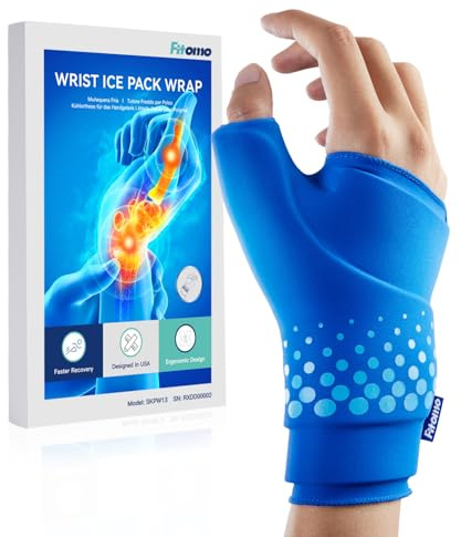 Fitomo Thumb & Wrist Ice Pack Wrap, Reusable Gel Pad for Carpal Tunnel Relief, Ergonomic Fit, Thickened Long Lasting Hot/Cold Pack for Arthritis, Computer Overuse Injuries, Sports Injuries, S/M