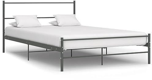 Teenpull Telaio letto grigio metallo 120 x 200 cm, robusto letto matrimoniale con rete a doghe, resistente ai graffi, verniciato a polvere, piattaforma per camera da letto, struttura stabile per