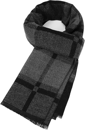 MAOSHYMS Bufanda Hombre Bufanda Cálida de Otoño e Invierno Bufanda hombre mujer invierno, 180 * 30cm (gris negro)