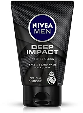 Nivea Men Deep Impact Intense Clean Face and Beard Wash - Black Carbon, 100 ml (3.3 oz)(Ship from India)