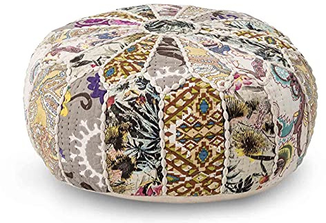 Bloomingville Sitzkissen, naturfarben gelb braun grün, Baumwolle