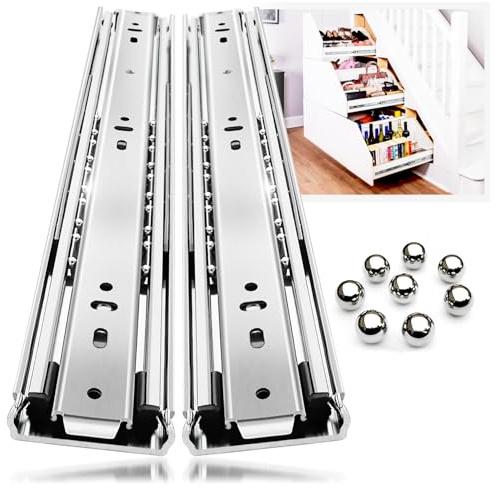 YENUO Heavy Duty Drawer Slides Full Extension Side Mount 12 14 16 18 20 22 24 26 28 30 32 34 36 40 Inch Metal Rails Track Guide Glides Runners 150 Lbs 1 Pair (Without Lock, 14 inch)