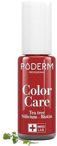 PODERM Vernis Mycose à Ongles - Swiss Made | Couleur Rouge Allure - 8ML | Antifongique au Tea Tree, Silicium & Biotine | Renforce, Répare & Camoufle les Ongles Jaunes et Abîmés | Créé par un Podologue