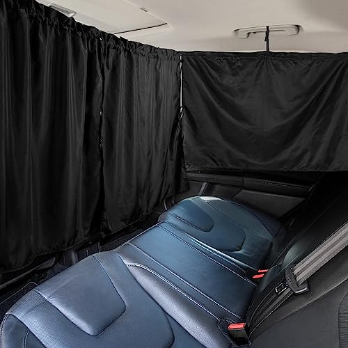Lot de 3 Pare-Soleil de fenêtre de Voiture, bloquent la lumière à 95%, 1 Rideau de séparation et 2 Rideaux de fenêtre, Accessoires pour berline et SUV pour Enfants, bébés, Voyage, Camping, Sieste