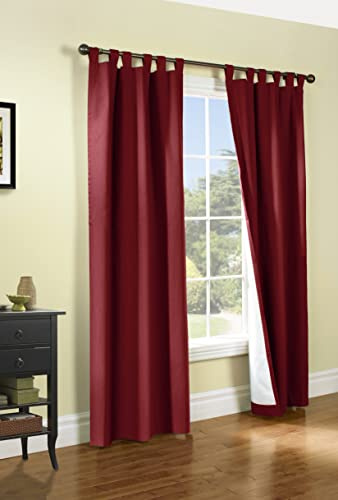 Winmate Insulated Cotton Tab Top Curtain Panel - Pair Each 40 x 84 in Burgundy