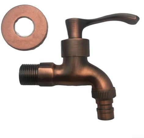 Rubinetto miscelatore per lavello in bronzo antico, montaggio a parete, stile vintage, in ottone massiccio, rubinetto per acqua calda e fredda, rubinetto per esterni (bronzo rosso)