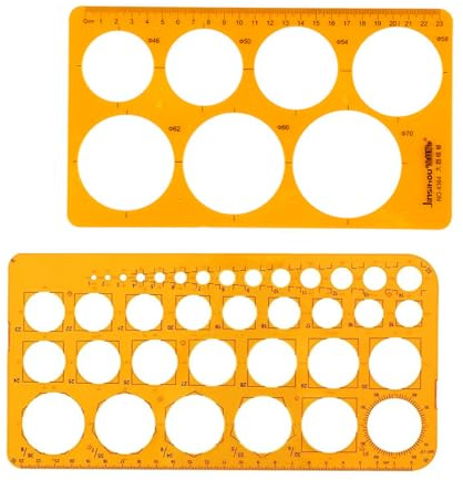 Cerchio Stencil Modello, 2 PCS Righello del Modello di Disegno Con 36 Cerchi in Plastica Trasparente per Pittura e Architettura