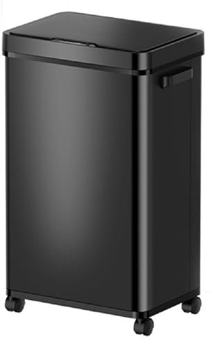 just4baby Extra Large 68L Capacity Deluxe Sensor Rubbish Bin with Wheels & Breaks Hands Free Touchless Automatic Motion Sensor Bin Brushed Stainless Steel or BLACK, 68 Litre (ZN68B-Black)