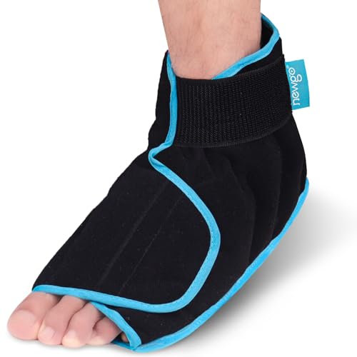 NEWGO Kühlpack Fuß, Kühlsocken Chemotherapie Kühlmanschette Fuß Kühlschuhe kühlung Füße Eisschuh für Verletzungen Knöchel Eisbeutel (schwarz / 1 Stück / 860g)