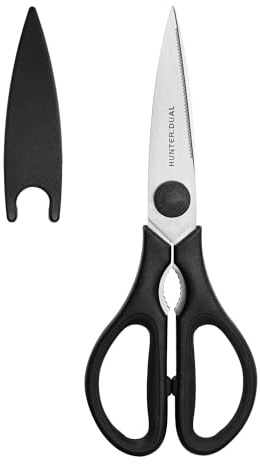 Kitchen Scissors for Food, HUNTER.DUAL Heavy Duty Come Apart Poultry Shears for Cooking, All Purpose for Cutting Chicken, Meat, Fish & Vegetables (Black, 8.35 Inch)