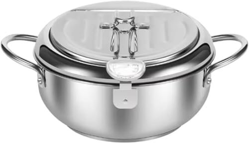 HonFitat Mini friggitrice ad anfora in acciaio inox ispessito, stile giapponese, temperatura controllata con filtro (2,2 L)