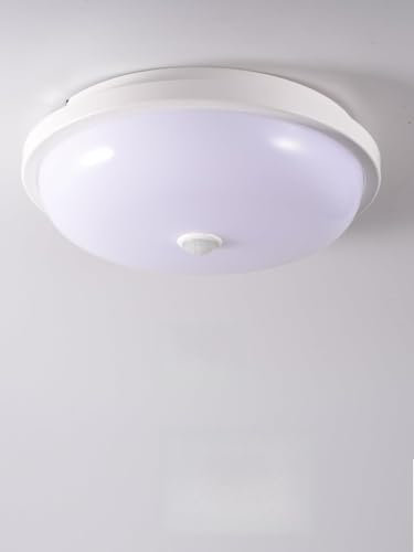 Etrogo Lampada da soffitto Etrogo con Sensore di Movimento PIR e Sensore Crepuscolare - Accensione/spegnimento automatico - Bianco Freddo 6000K 10W 1000lm 230V (Rotondo-16.5cm)