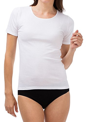 SCHÖLLER 3er Pack Damen Unterhemd Kurzarm I Damen Shirt I 51140-44-561 I Größe 42 I Farbe Weiß